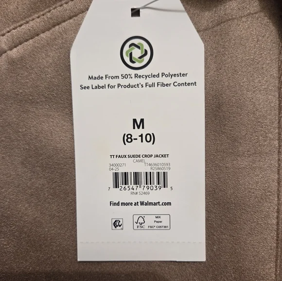 Time and Tru Women's Faux Suede Button Down Jacket in Tan NWT - Picture 4 of 8